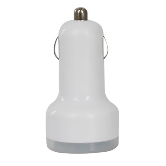 White Dual USB Universal Adapter Car Charger - Picture 1 of 11